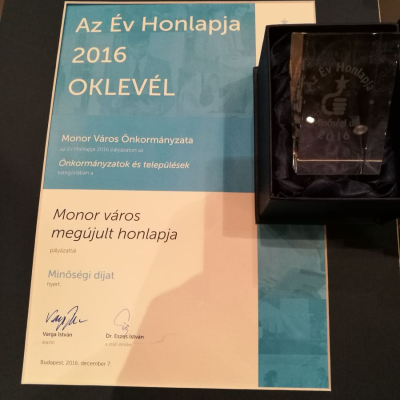 Minőségi díjat nyert Monor megújult honlapja
