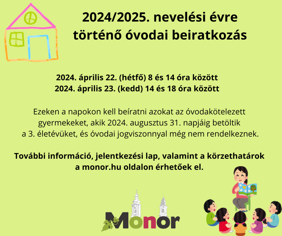 Óvodai beiratkozás hirdetménye a 2024/2025. nevelési évre