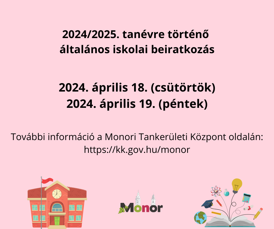 2024/2025. tanévre történő általános iskolai beiratkozás