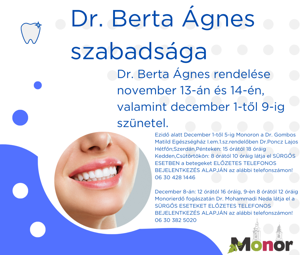 Dr. Berta Ágnes szabadsága