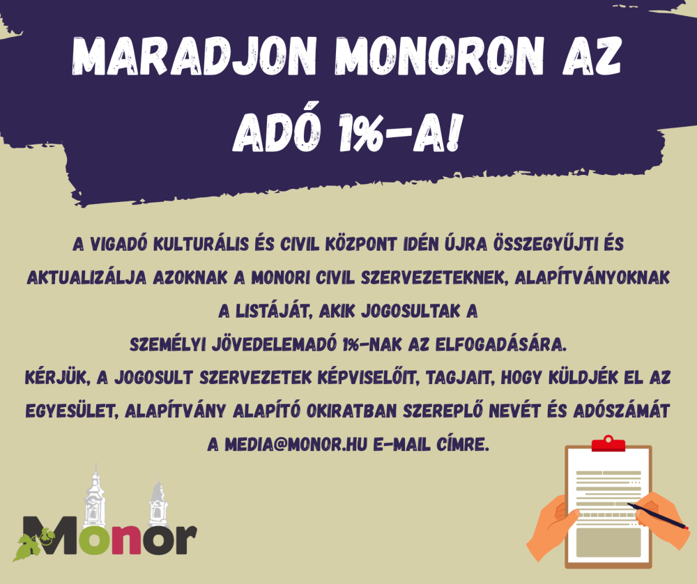 Maradjon Monoron az adó 1%-a!