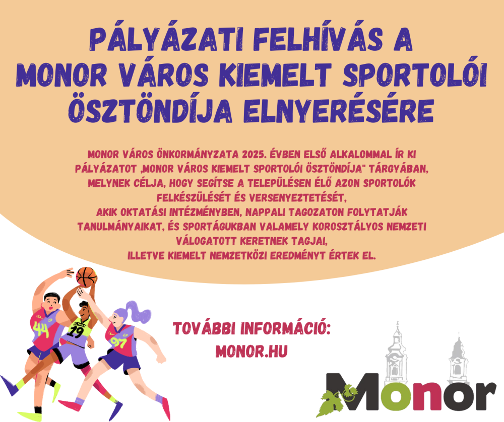 Pályázati felhívás a Monor Város Kiemelt Sportolói Ösztöndíja elnyerésére