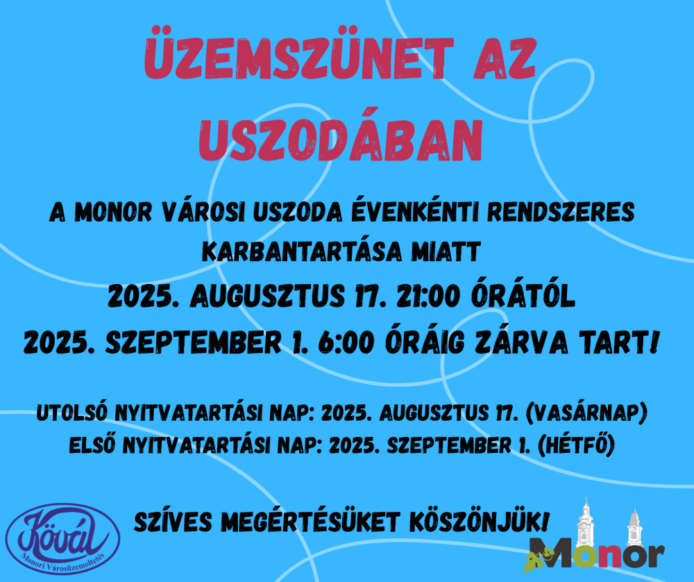 Üzemszünet a Monor Városi Uszodában