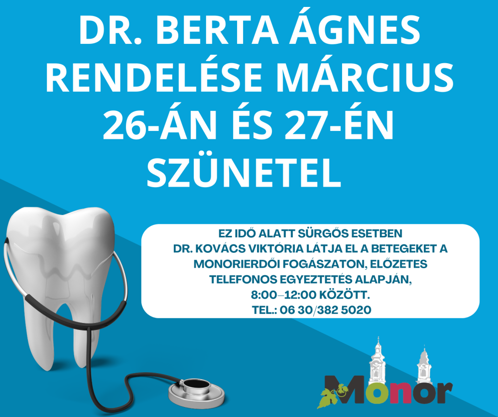 Dr. Berta Ágnes rendelése szünetel