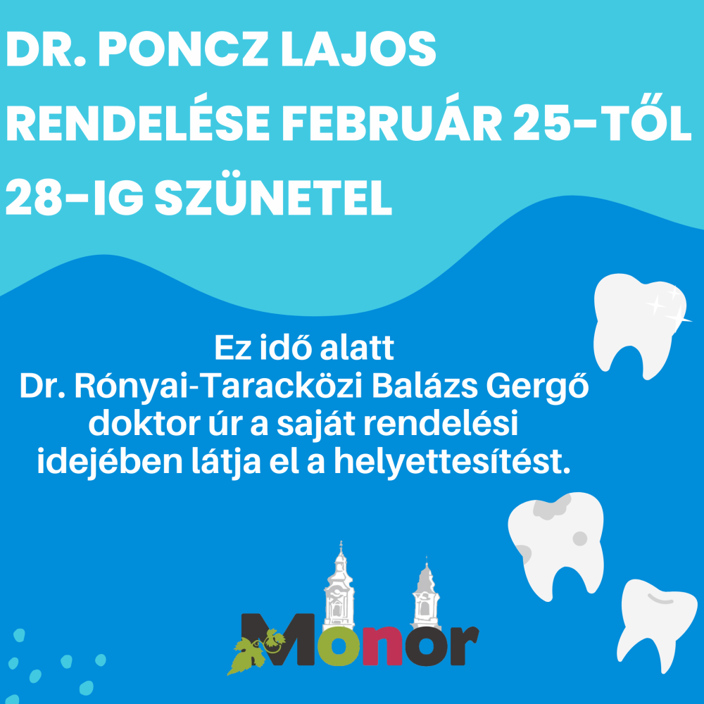 Dr. Poncz Lajos rendelése szünetel