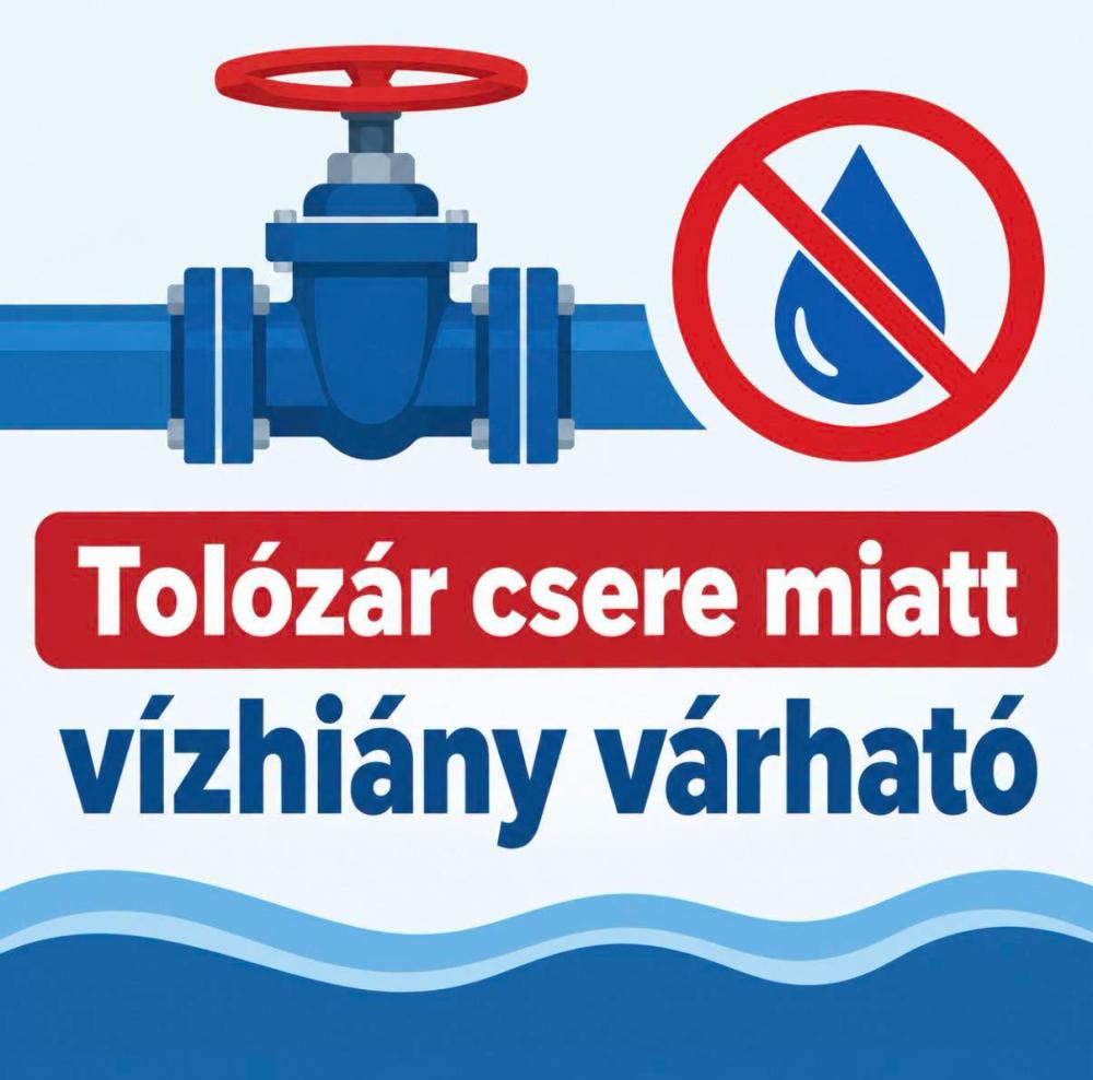 Tolózár csere miatt vízhiány várható