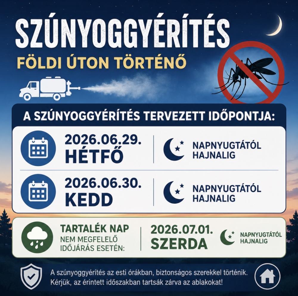 Tájékoztatás földi szúnyoggyérítésről