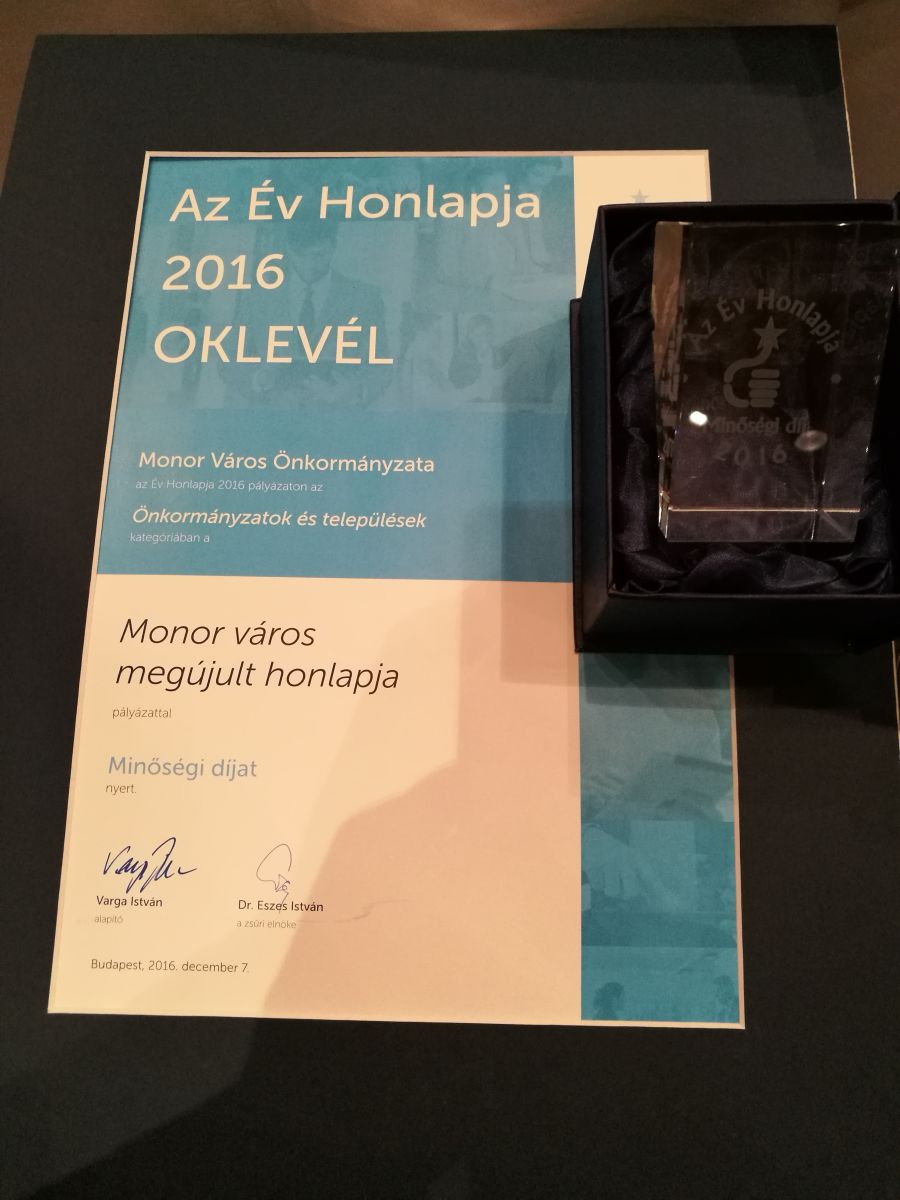 Minőségi díjat nyert Monor megújult honlapja