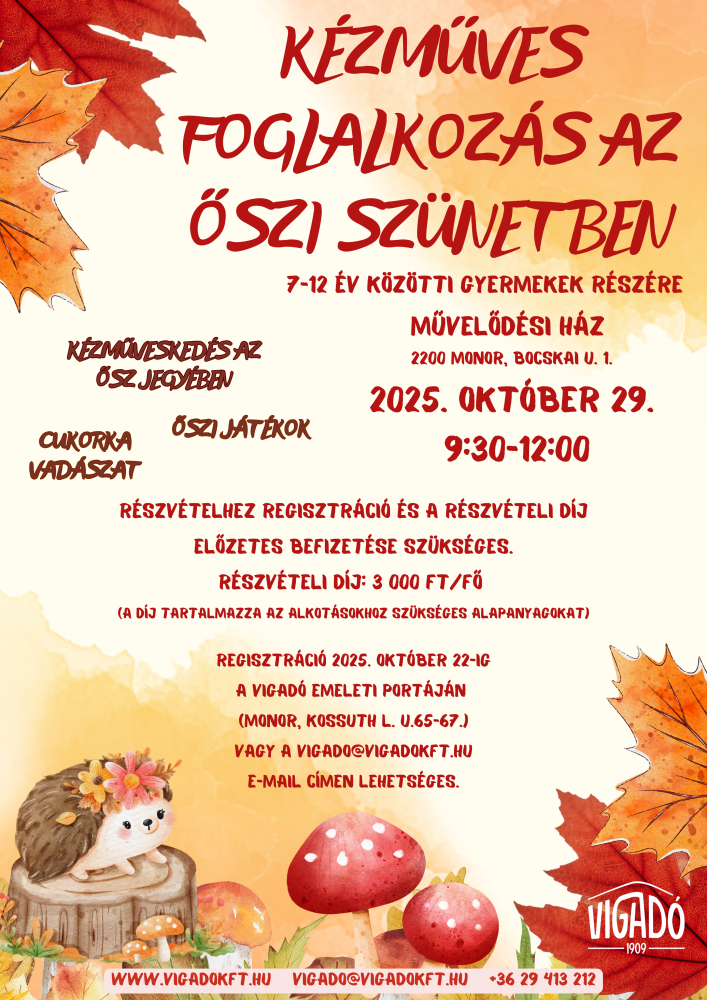 Kézműves foglalkozás az őszi szünetben